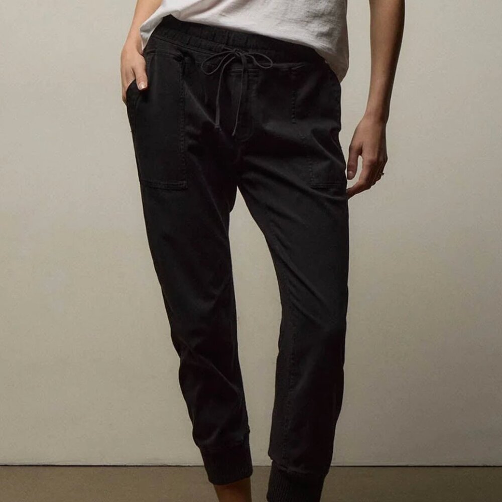 James Perse Mixed Media Casual Pull On Jogger Style Pant in Black 3 / Large $265 - Picture 2 of 10